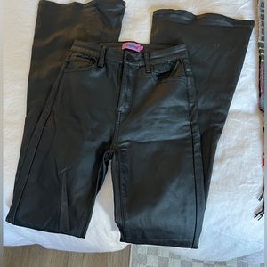 Edikted Luna flare black leather jeans